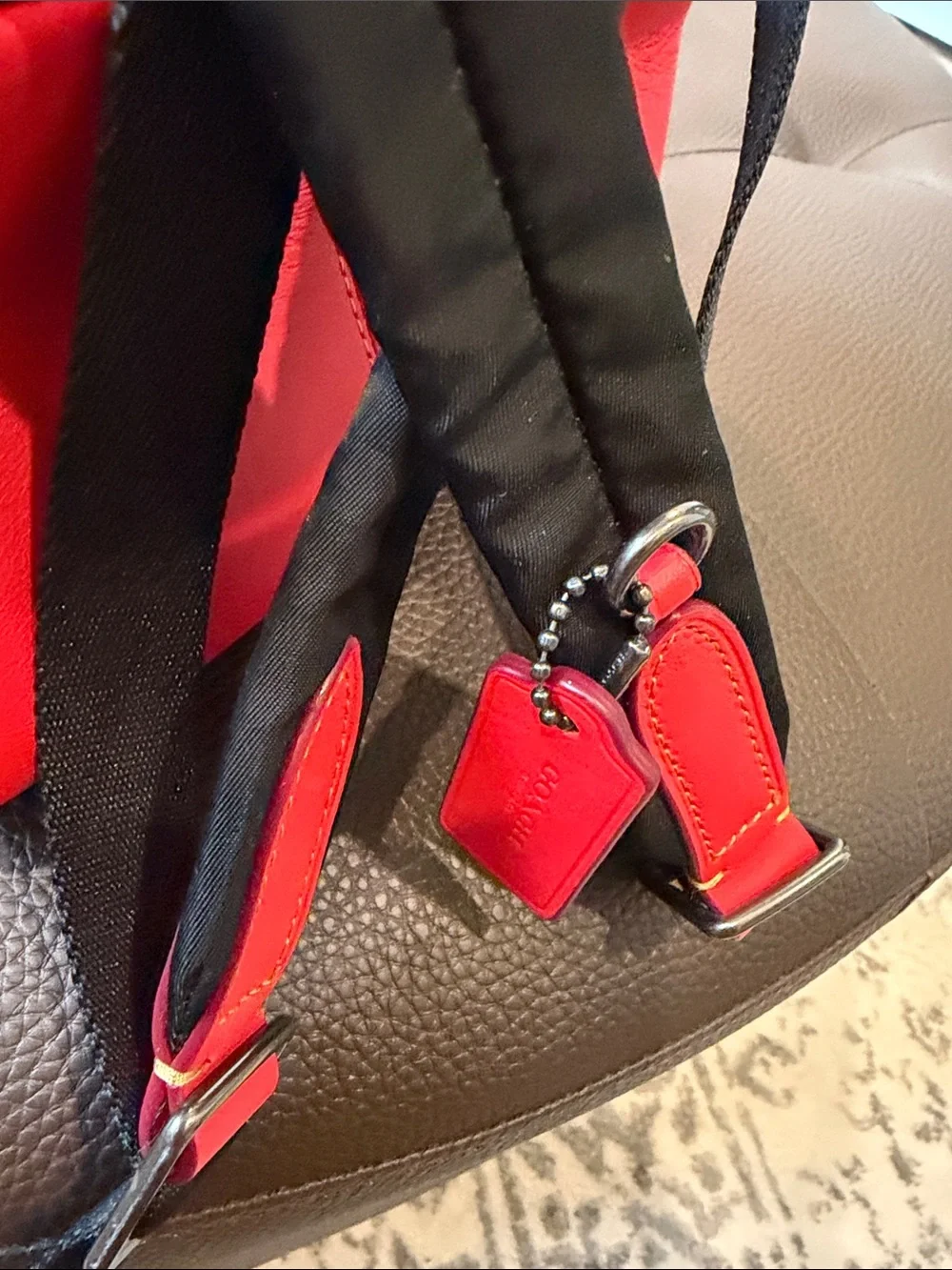Coach Red Leather Mini Backpack with Motorcycle Mickey